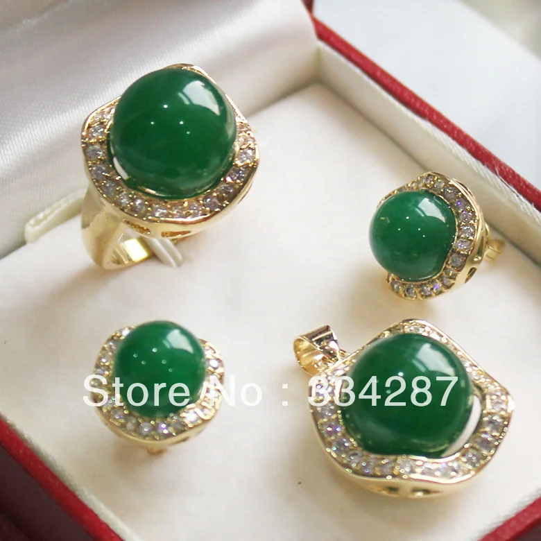 

New Listed!Free shipping Green South Sea Shell Pearl Ring Pendant Earring Jewelry Set