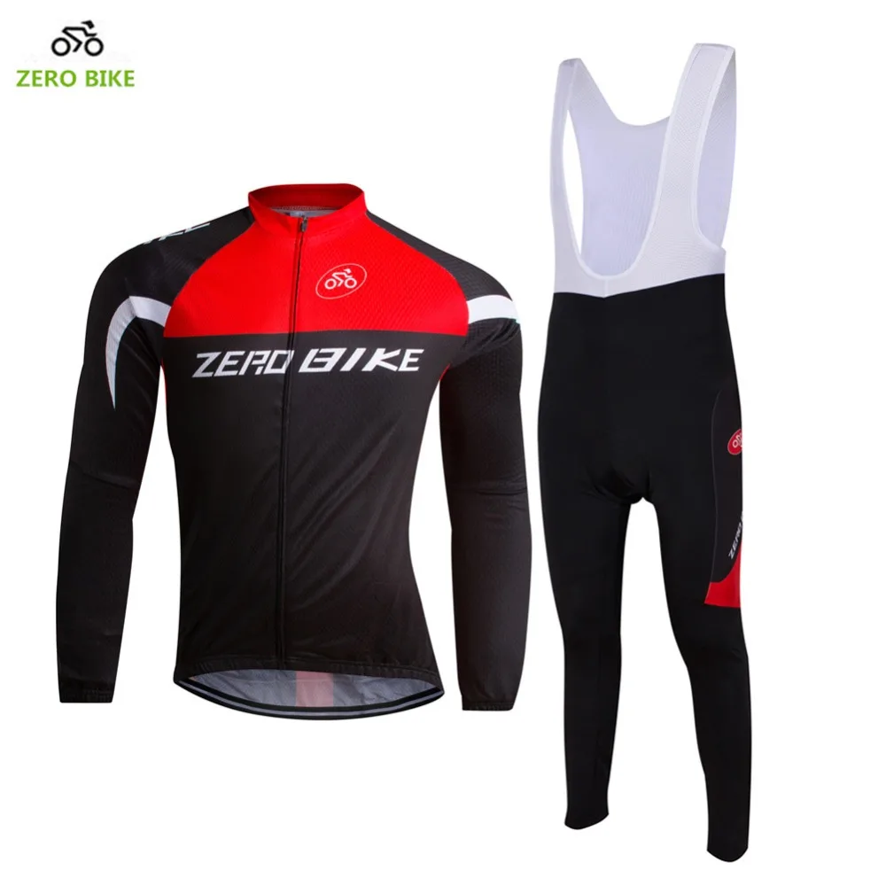 

ZERO BIKE Men's Breathable Long Sleeves Bicycle Clothing Bib Pants 3D Gel Pad MTB Bike Cycling Jersey Ropa Ciclismo