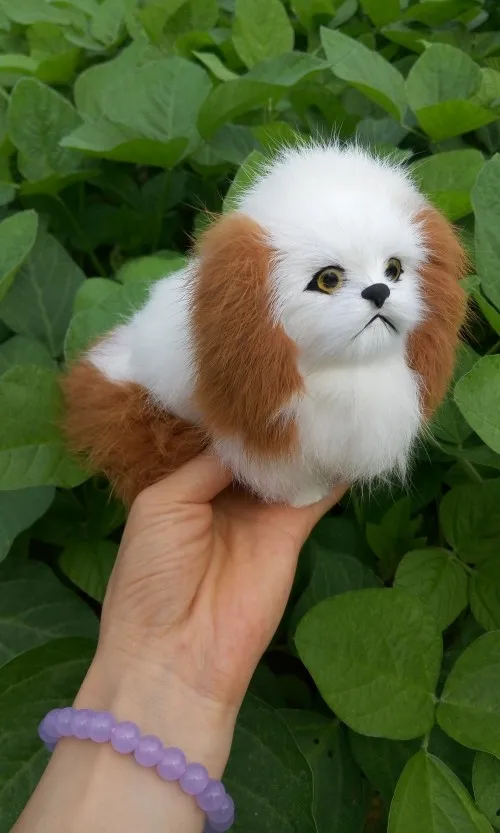 

small simulation dog model polyethylene & furs sitting peking dog doll gift about 14x11cm 1429