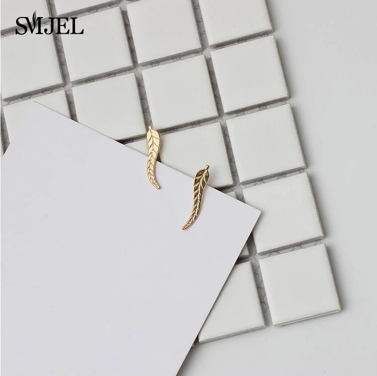 SMJEL 2024 Fashion Feather Women Earrings Boho Long Vintage Leaf Stud Earrings Ear Cuff Jewelry Accessories Gift Dropshipping