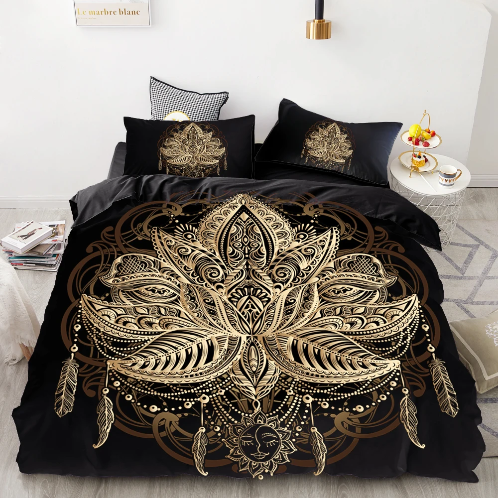 3D HD Digital Printing Custom Bedding Set,Black Duvet Cover Set Queen Cal King,Bedclothes Golden Scorpion Drop Shipping