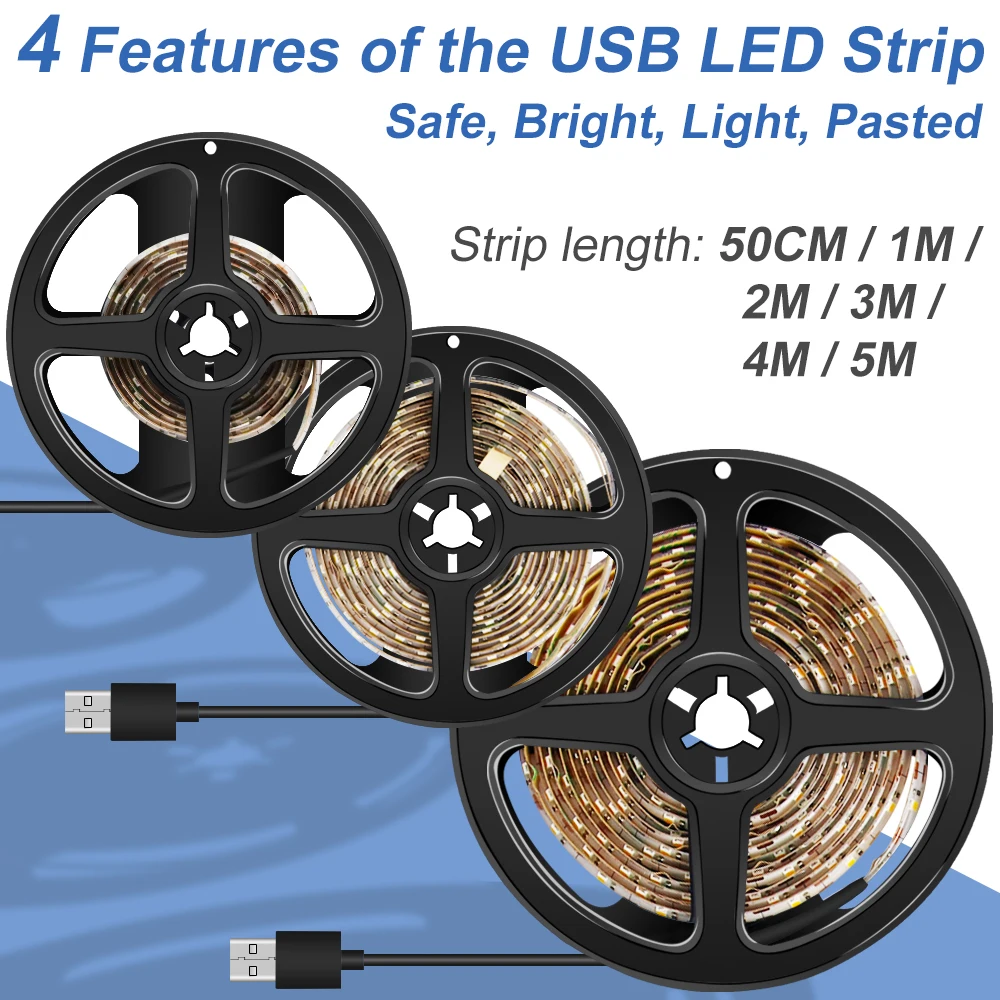 IP65 Waterproof LED Light Strip USB Flexible Lamp Ribbon LED TV Light Tape Lamp Closet Tiras LED Decoracion Backlight Lighting