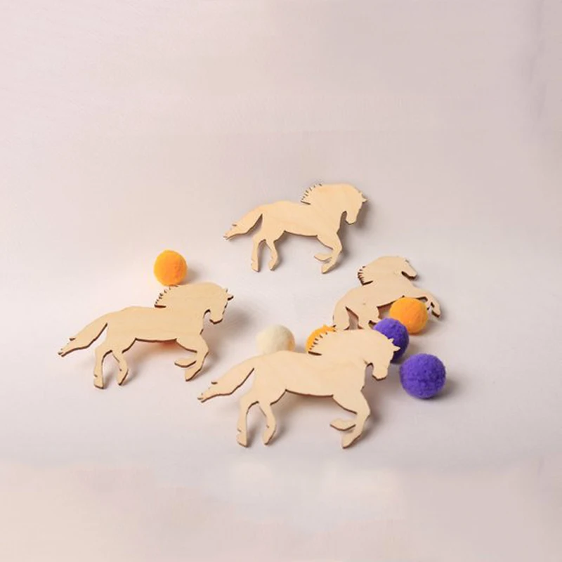 (50pcs/lot) 80mm Blank Wooden Rocking Horse Tags Rustic Wood Christmas Tree Tags , Decoration Laser Cut Birch Wood image 2
