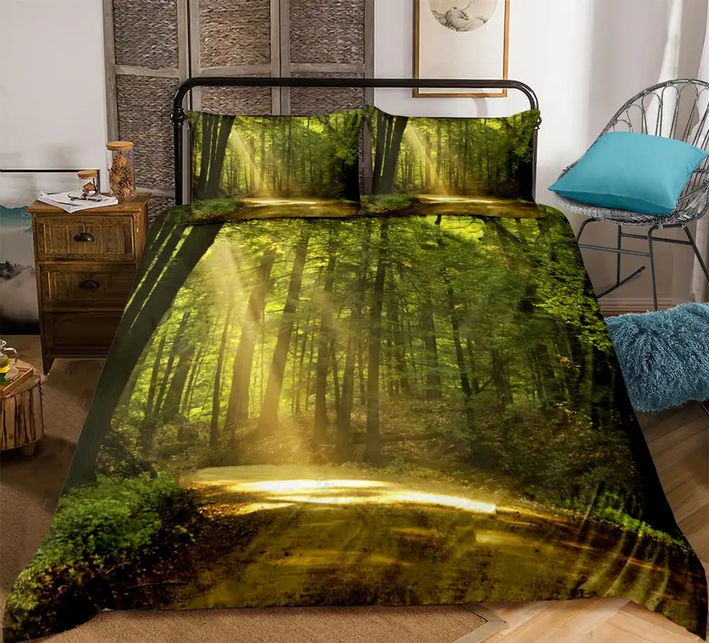 Forest dreamland 3D Bedding Set  Duvet cover set lifelike bedclothes with pillowcase bed set home Textiles 3-piece