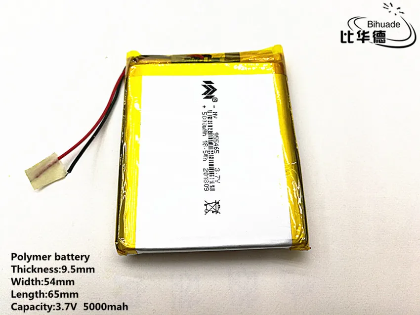 2pcs/lot 3.7V,5000mAH,[955465] PLIB; polymer lithium ion battery / Li-ion battery for tablet pc,power bank,E BOOK;