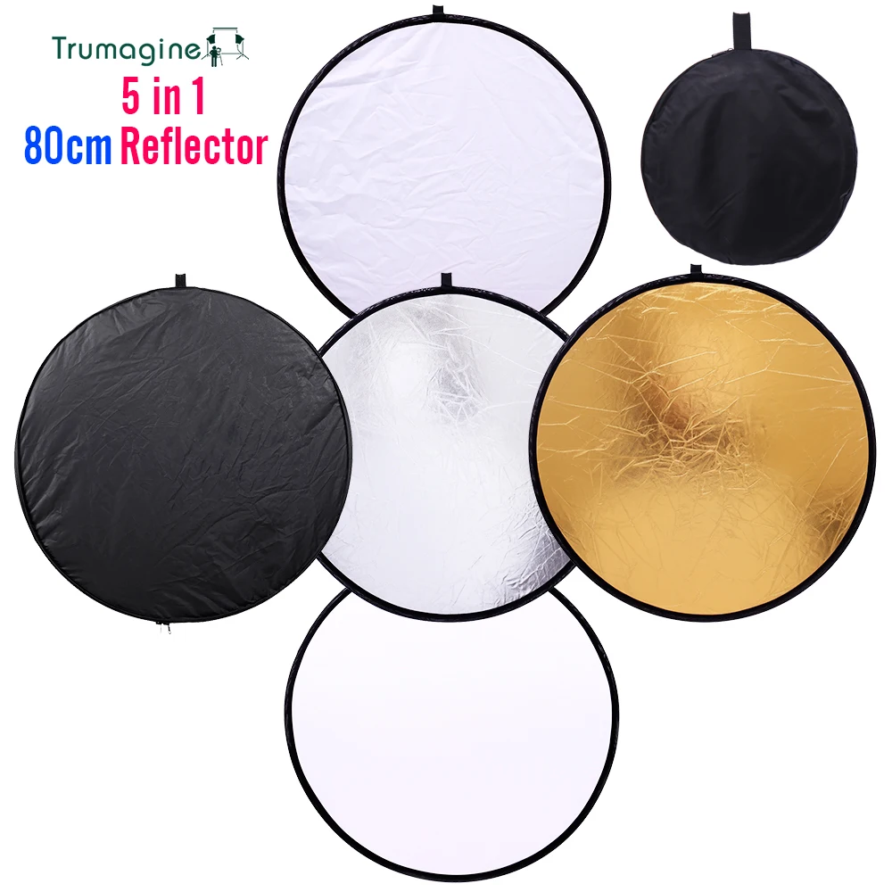 

TRUMAGINE 80cm 5 in 1 Portable Collapsible Light Round Diffuser Photography Reflector Photo Light Reflector for Studio Reflector