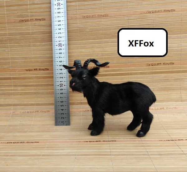 

small cute simulation black goat model polyethylene&furs real life sheep gift about 19x17cm xf2102