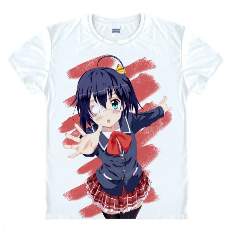 Coolprint Anime Shirt Love, Chunibyo & Other Delusions T-Shirts Short Sleeve Togashi Yuuta Rikka Takanashi Cosplay Motivs Shirts