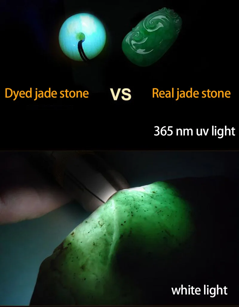 3 in 1 LED Flashlight flash light Torch lamp White Yellow UV 365nm jewelry stone jade money detection blacklight  18650 battery