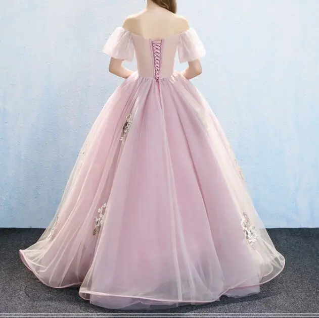 light pink bubble sleeve luxury medieval dress ball gown princess Medieval Renaissance Gown queen Cosplay Victorian Belle ball image 3