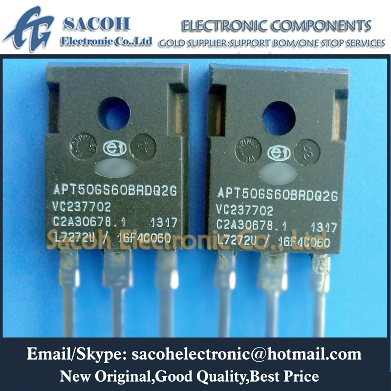 Poder recondicionado IGBT, Original, APT50GS60BRDQ2G, APT50GT60BRDQ2G, APT50GS60BRDLG, APT50GT60BRDLG, TO-247, 50A, 600V, 5 PCes pelo lote