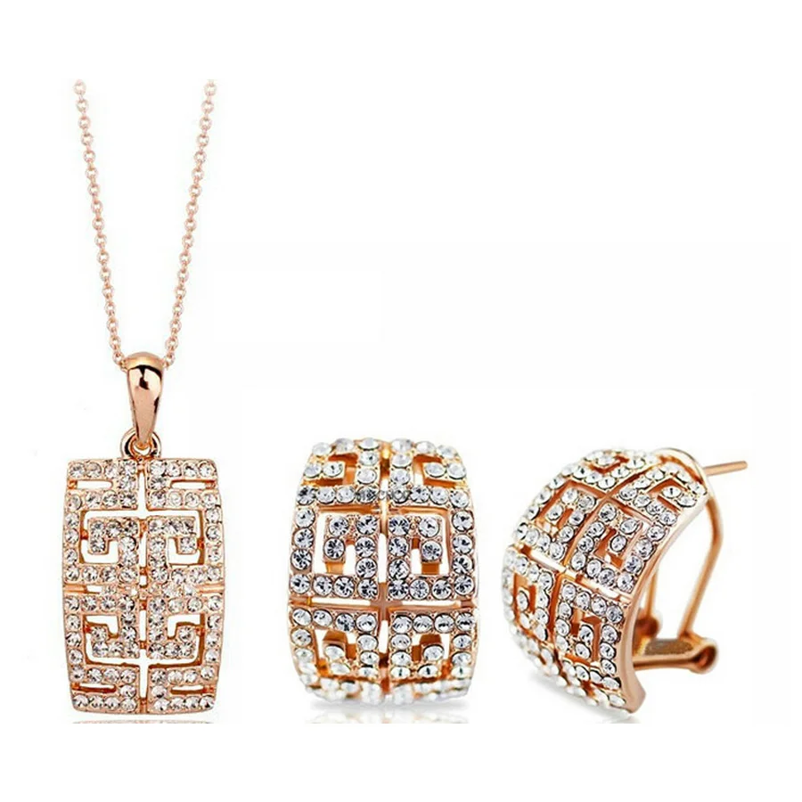 The New Design Hot Sale gold-color Austria Crystal Jewelry Set For Women