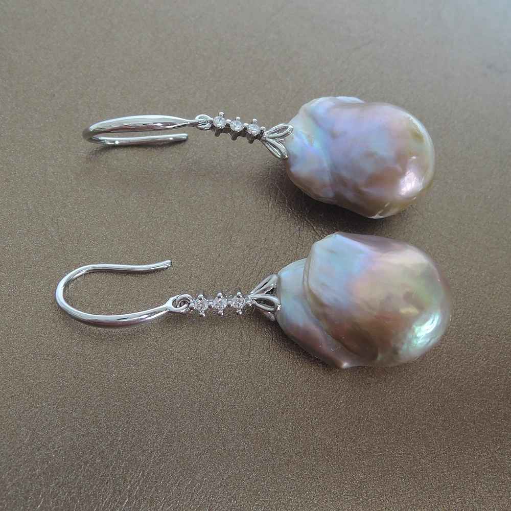 100% Natural Freshwater Pearl Earring Baroque Pearl 15-25mm Big Baroque Pearl Elegant Jewelry Accessory