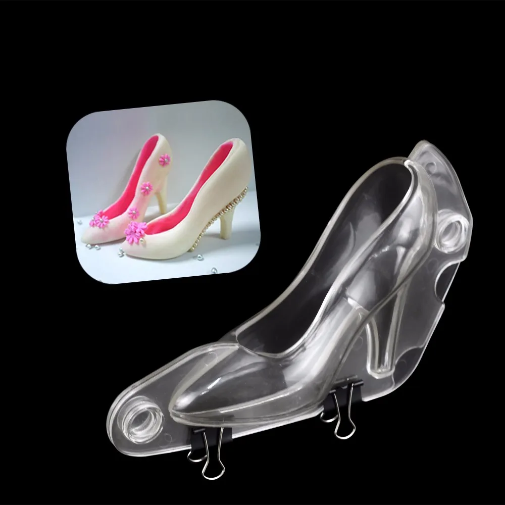 3D High Heel Shoe Shape Candy Chocoalte Mold Polycarbonate Chocolate Mould Cake Decoration Confectionary Tool Baking Pastry Mold