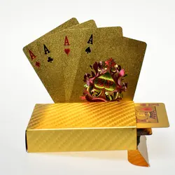 Gold Foil Poker Set Waterproof Cards Luxury Golden Playing Cards Game Plastic Foil Poker Durable Gift Collection