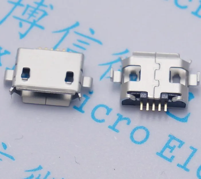 50pcs Micro USB connector heavy plate 1.0 DIP2 feet Mini connector 5P female Tablet charging seat Mobile phone charging socket