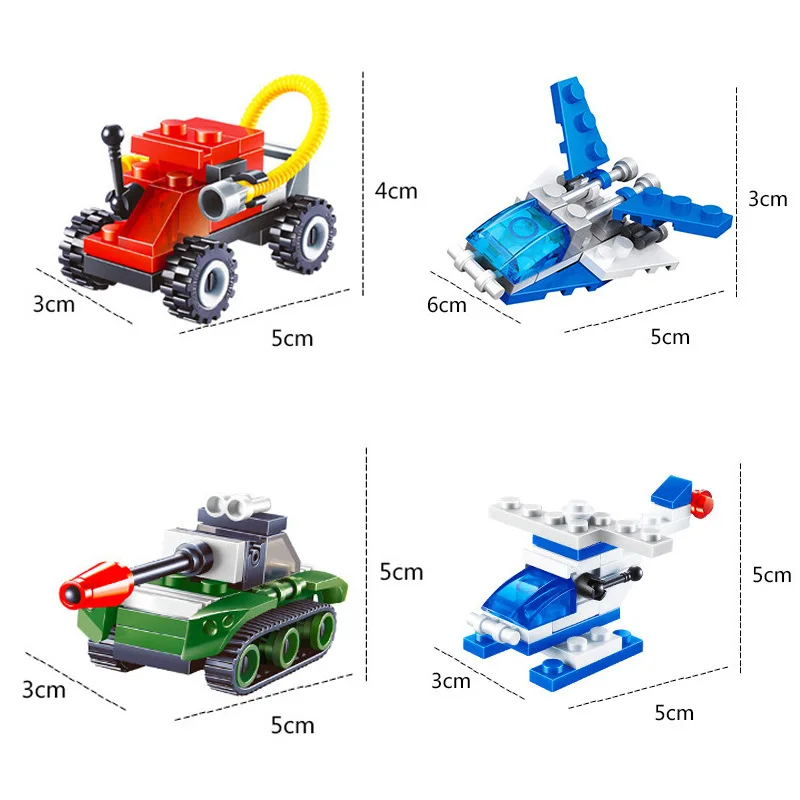 Random 1 Piece DIY Building Blocks Military Truck Aircraft Model Brick Educational Action Figures Toys For Children Kids Gift