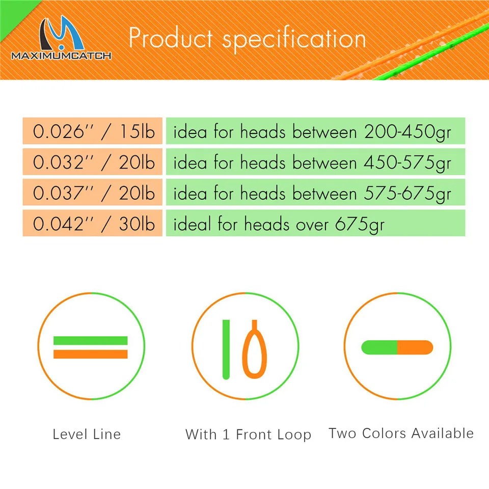 Maximumcatch 0,026'' 0,032'' 0,037'' 0,042'' Fly Floating Shooting Line/Running Line z jedną przednią pętlą — zdjęcie 4