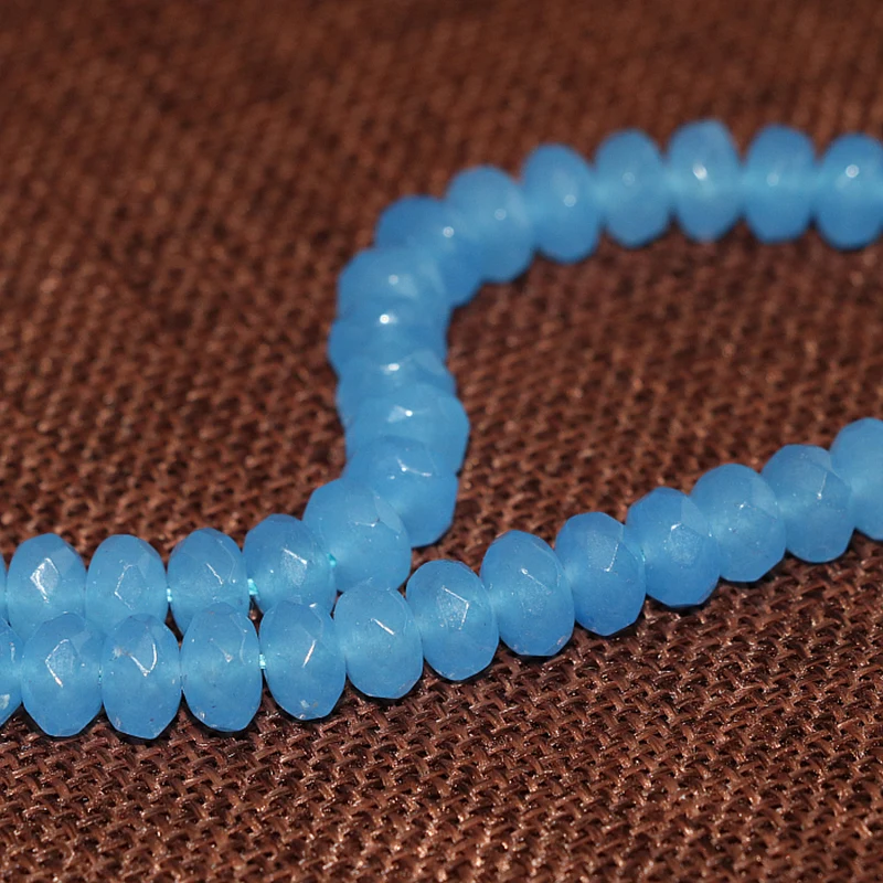 Light blue jades 5*8mm natural stone beads chalcedony rondelle abacus faceted beads charms loose beads jewelry 15inch B156