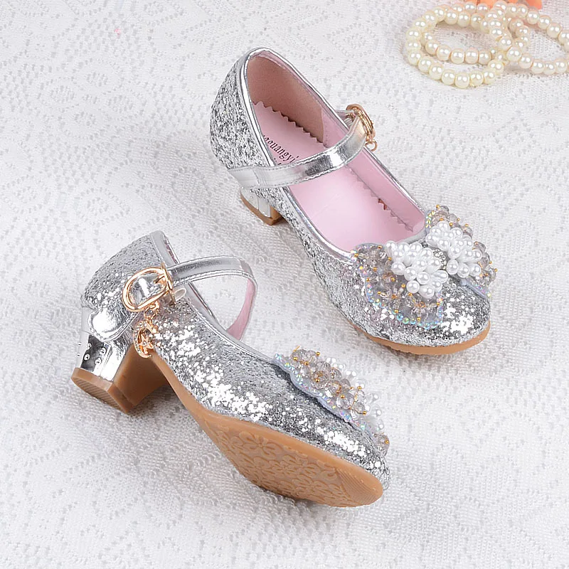 Spring And Summer Princess Kids Shoes Girls Shoes High Heels Party Shoes Children Fashion Glitter for 3-12 Years Old Girl CSH824