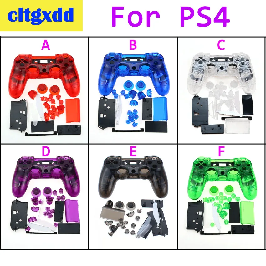 

cltgxdd Transparent Matte Full Housing Gamepad Shell Case Buttons Replacement Parts for for PS4 Controller housing