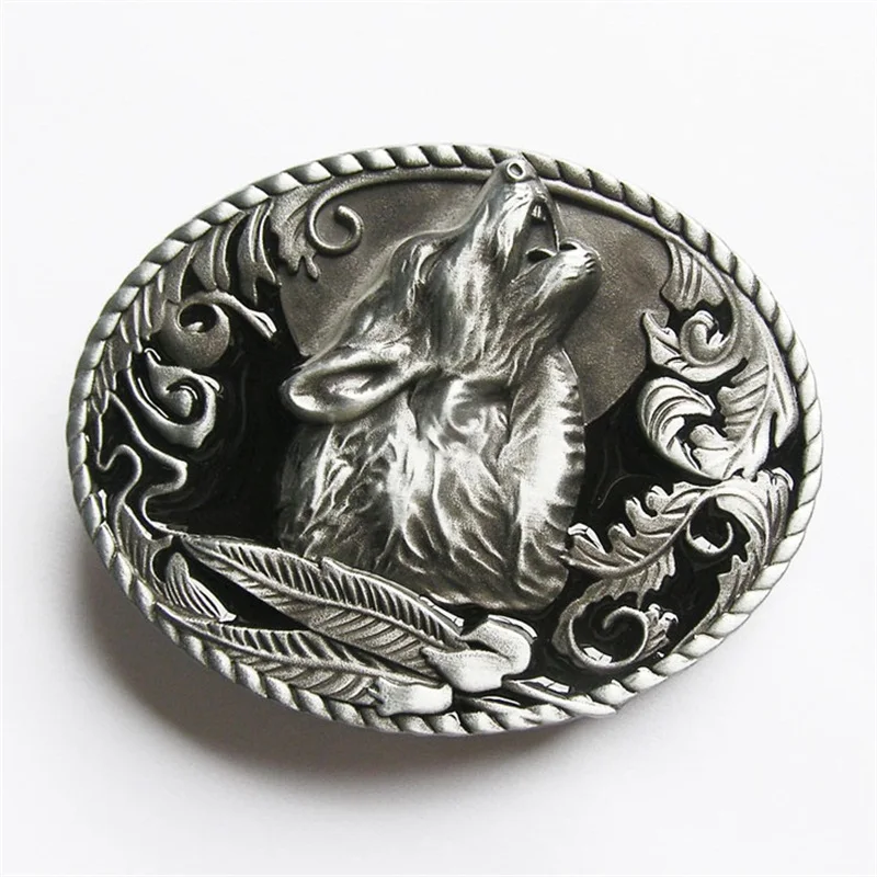 

New Black Enamel Western Wolf Wildlife Oval Belt Buckle also Stock in US Gurtelschnalle Boucle de ceinture BUCKLE-WT013BK