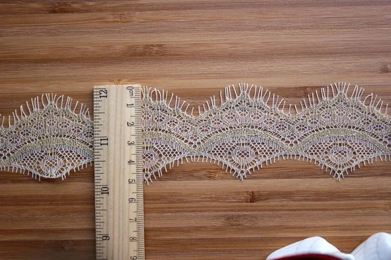 Eyelash Lace Ribbon Trim, Voile Fabric, Gold, Chantilly Lace, Wedding Dress Apparel, Sewing Fabric, 1.5m