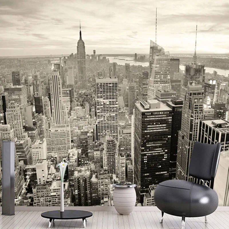 

New York Black And White City Landscape Photo Wallpaper Personalized Custom Dining Room Living Room Bedroom Office 3D Mural