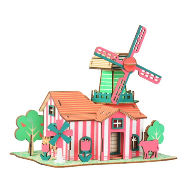 

Diy Model Toys 3d Wooden Puzzle-Variety Of Villas Wooden Kits Puzzle Game Assembling Toys Gift For Kids Adult New p21