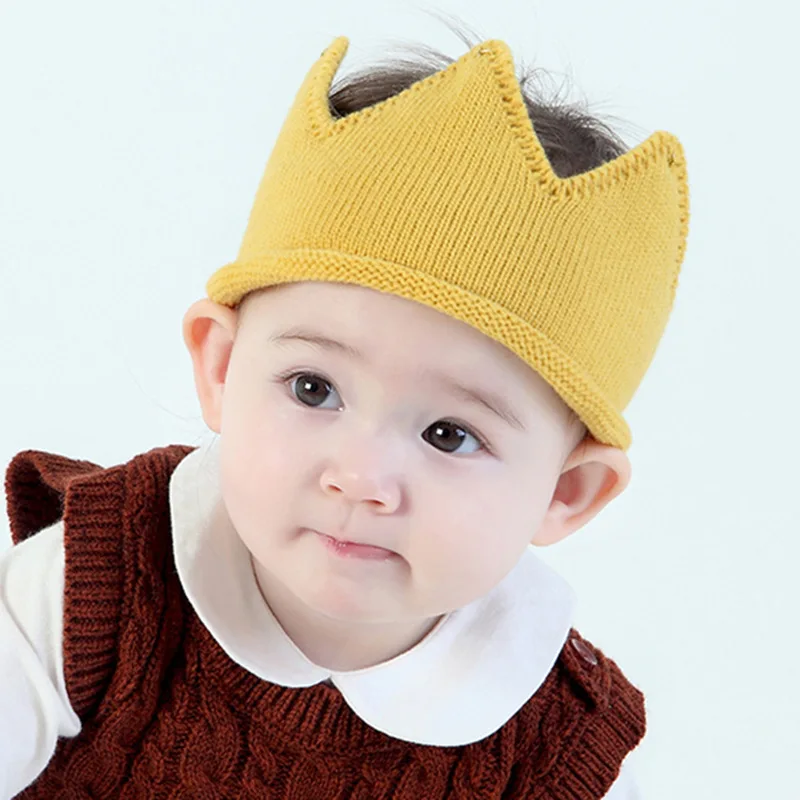 2018 Hot Selling New Fashion 5 Colors Baby Hat Kids Cap New Cute Baby Boys Girls Crown Knit Headband Hat Birthday party dress up