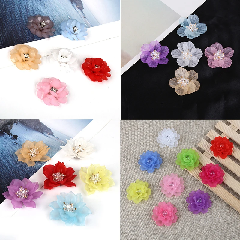 26 Styles Flower Colorful Frosted Dull Polish Acrylic Flowers Petals Beads Charms for DIY Clothing Decoration Making Supplies