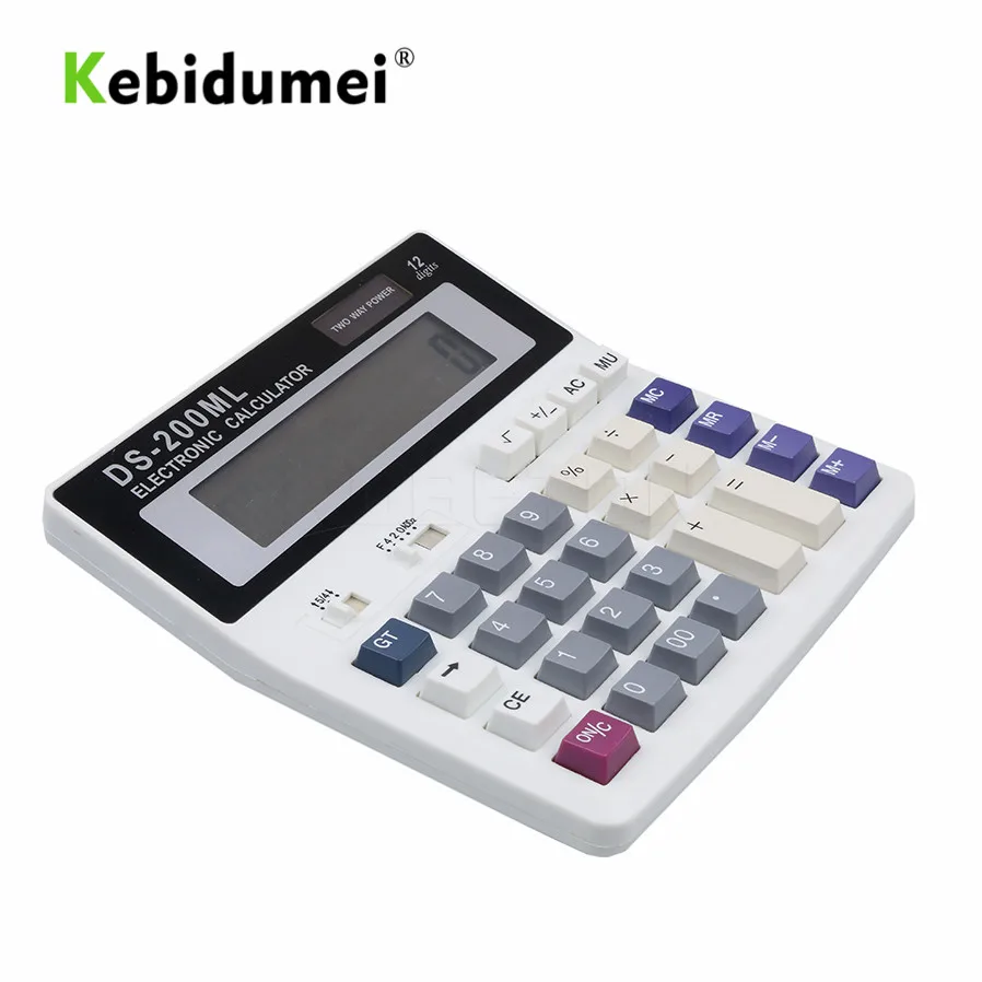 Kebidumei calculadora de escritório, botões grandes, teclas de computador, multifunções, bateria de computador, tamanhos com 12 dígitos