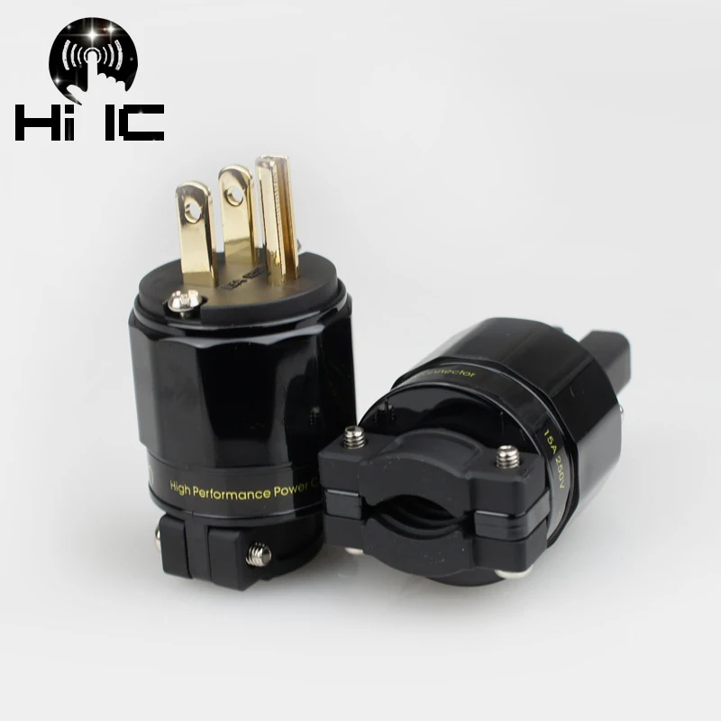 Pozłacana rodowana wtyczka zasilająca USA GB IEC Audio Złącze HiFi Przewód zasilający AC Wtyczki do kabla zasilającego