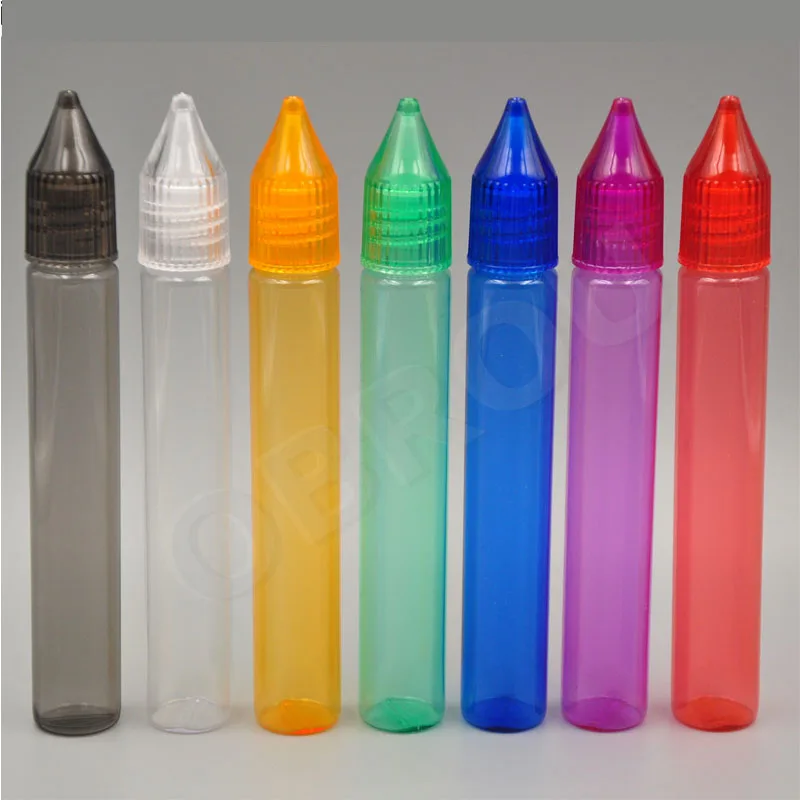 

Obrou 100pcs Empty 30ml Pen Shape Plastic Dropper PE Bottle With Crystal screw Cap Long Tip For Liquid