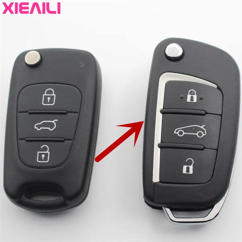 XIEAILI-Coque OEM pour clé à distance pliable modifiée, coque pour Hyundai I30, feat 35, Verna, Kia K5, Rio, Picanto, Ceed, Sportage, S153