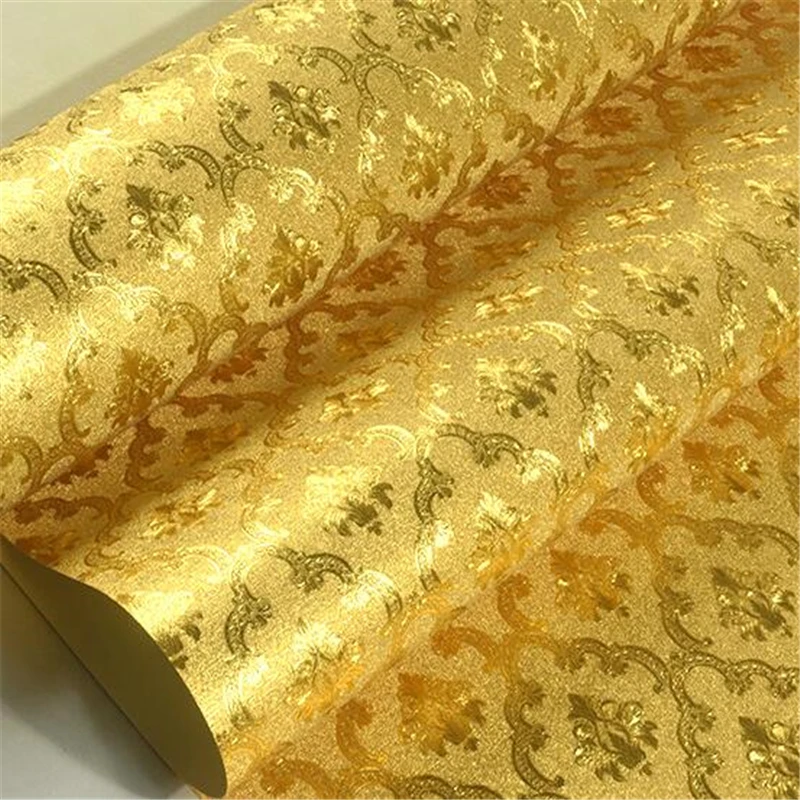 

beibehang Gold Foil wallpaper Gold Silver KTV Hotel Bedroom Living Room Continental Brushed Ceiling Wallpaper Papel de Parede