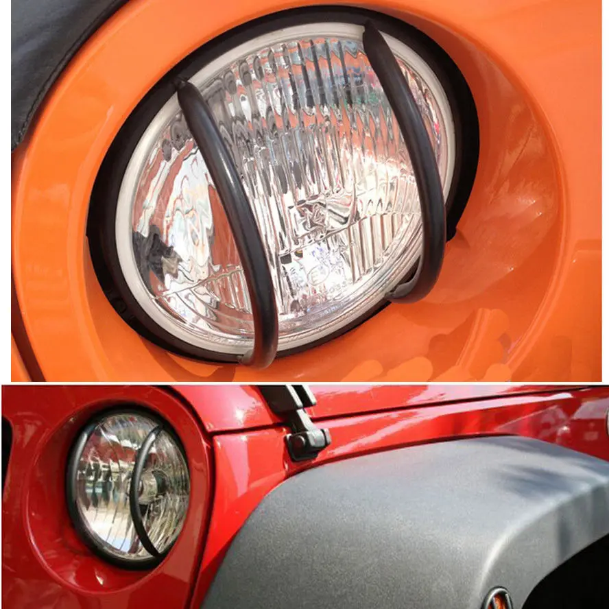 Auto Front Euro Design Head Light Lamp Cover Protector Guards Lamp Hood Car Styling Accessories For Jeep Wrangler JK 2007- 2016