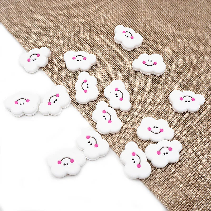 Chenkai 5PCS BPA Free Silicone Mini Cloud Teething Beads Rodent Baby Teether Food Grade For Baby Making Jewelry Necklace Gift