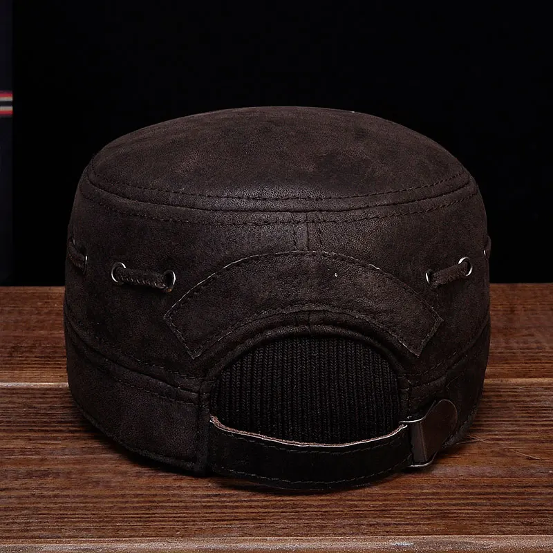 HL086 New Brand New Winter Warm Russian Real Leather Caps Hats Genuine Leather Baseball Caps