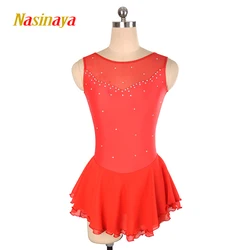 Kids Gymnastics Performance Figure Skating Red Dress Custom Competition Skating Skirt Girl Female Hot Sale