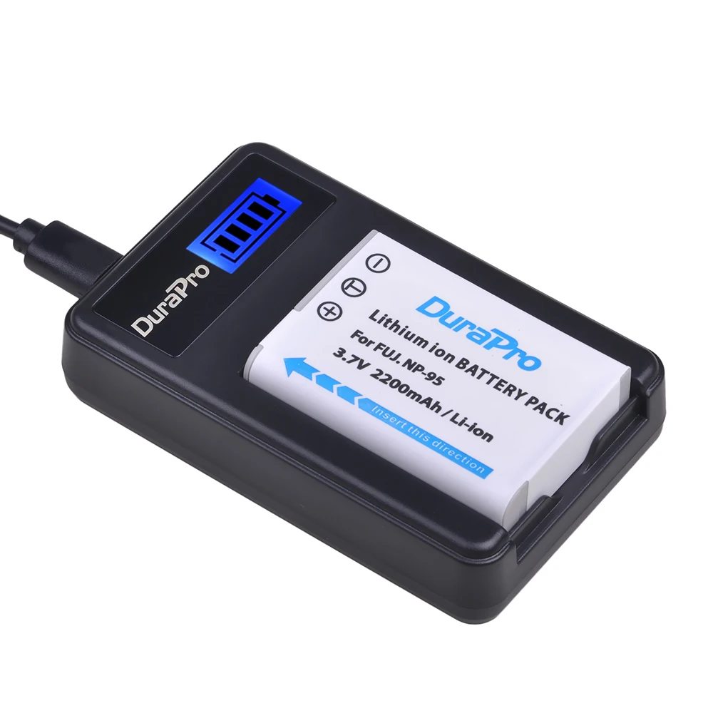 DuraPro 2200mAh NP-95 batería NP 95 + cargador USB LCD para FUJIFILM F30 F31 F30fd F31fd 3D W1 X100T X100S X100 X-S1 3DW1