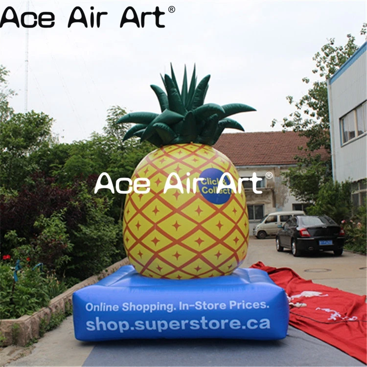 Custom Giant Outdoor Fruit Decoration Inflatable Pineapple with Base and Logo for Advertising