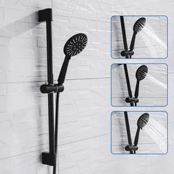 Barra deslizante ajustable para elevador de ducha, color negro, 3 funciones, con ducha de mano y manguera, montaje en pared, juego de barra deslizante para ducha