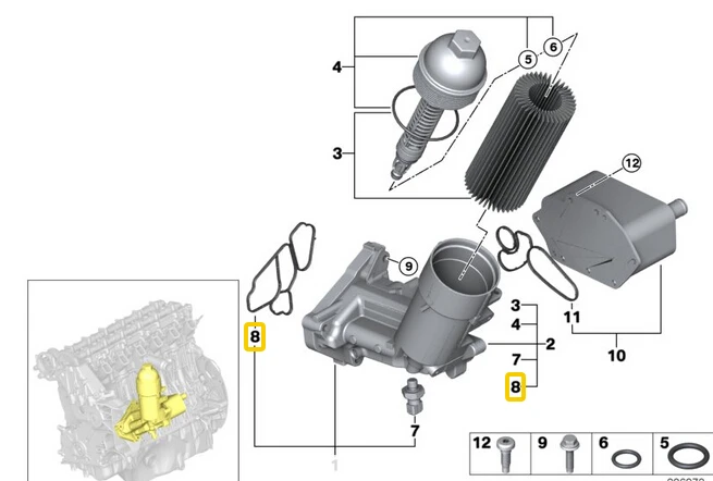 Engine Oil Filter Housing Gasket for BMW E46 E90 E60 E65 X3 X5 X6 330d 530d 730d 11427788455