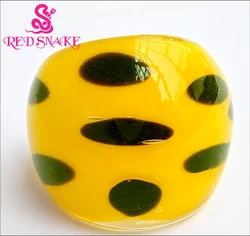 RED SNAKE Fashion Ring Handmade yellow colors with Black spot Murano Glass Rings