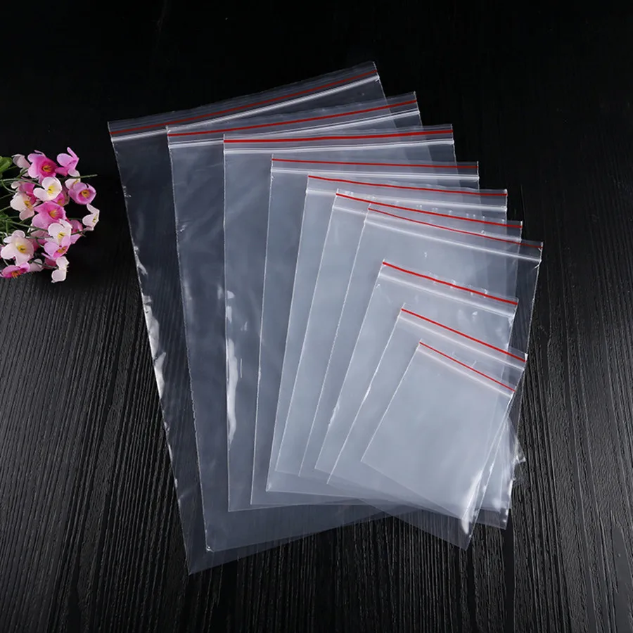 100pcs/lot Jewelry Ziplock Zip Zipped Lock Reclosable Plastic Poly Clear Bags ziplock bagsealed bag