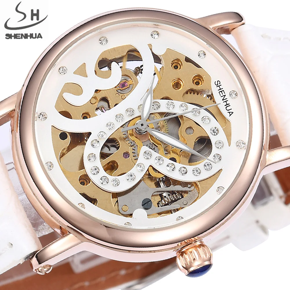 

SHENHUA Skeleton Wristwatches Women Automatic Mechanical Watches Lady Watch Fashion Rhinestone Self Wind Watch Relogio Feminino