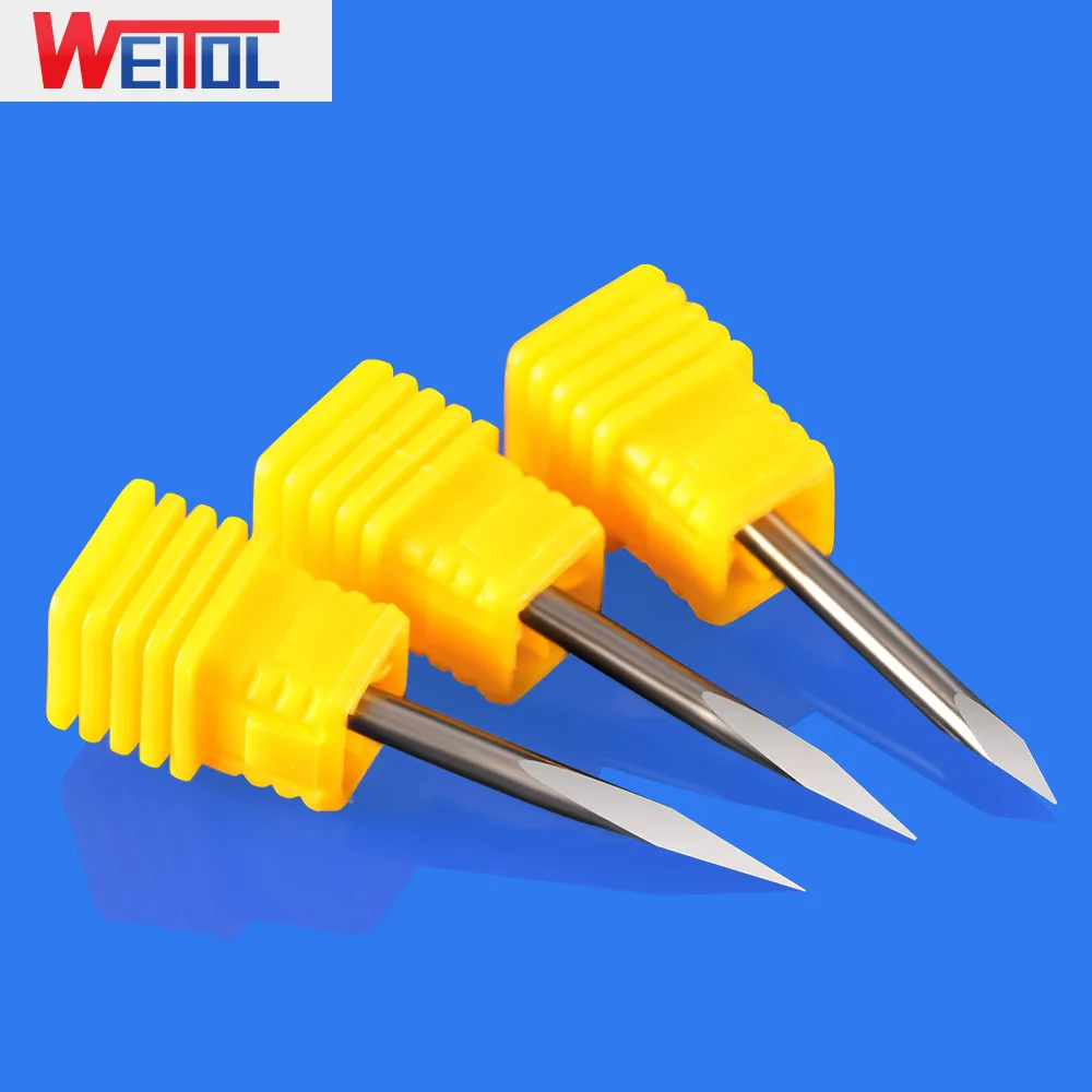 Borda Carbide bits Pypamid WeiTol 5 pcs 3.175mm Shank CNC Gravura Bocados do Router 3 Rosto Ferramentas de Escultura Para O Disco madeira Acrílico PVC MDF