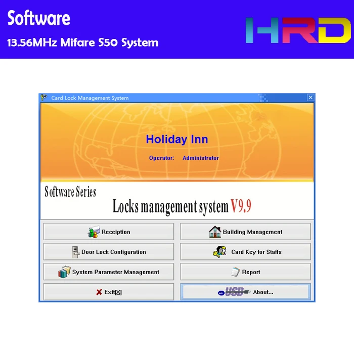 [0271 xxxx] proUSBHotelCardSystem v9 USB connector Hotel Lock Card encoder issuer use on reception front desk m1 13.56MHz system