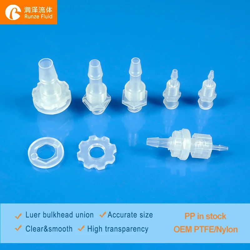 10pcs-pk,Food Grade Luer Lock Bulkhead Fitting 1/4-28UNF M10 to Barb 1/16 ,3/32 1/8 1/4 For Mounting Panel